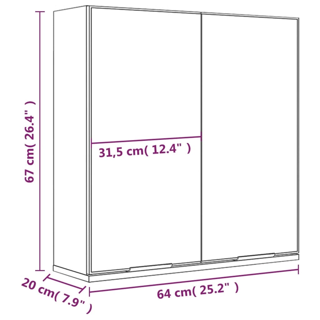 Armadietto a Specchio da Bagno Rovere Fumo 64x20x67 cm - homemem39