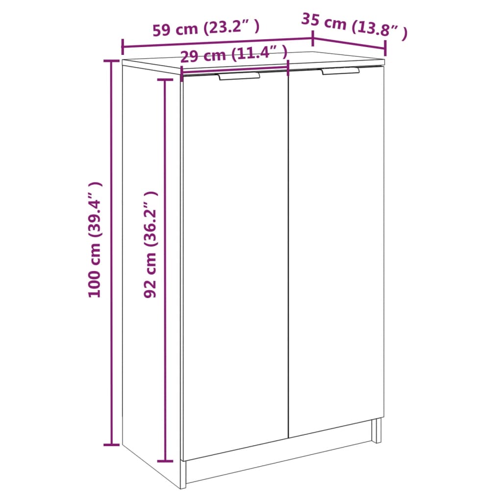 Scarpiera Rovere Fumo 59x35x100 cm in Legno Multistrato - homemem39