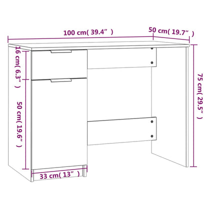 Scrivania Rovere Fumo 100x50x75 cm in Legno Multistrato - homemem39