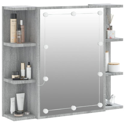 Mobile a Specchio con LED Grigio Sonoma 70x16,5x60 cm - homemem39