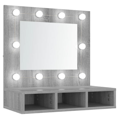 Mirror Cabinet with Sonoma Gray LED 60x31.5x62 cm