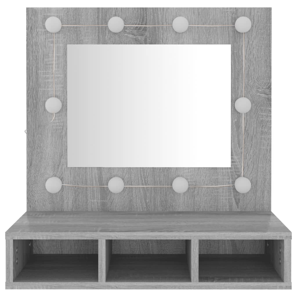 Mirror Cabinet with Sonoma Gray LED 60x31.5x62 cm