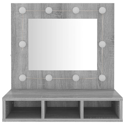 Mirror Cabinet with Sonoma Gray LED 60x31.5x62 cm