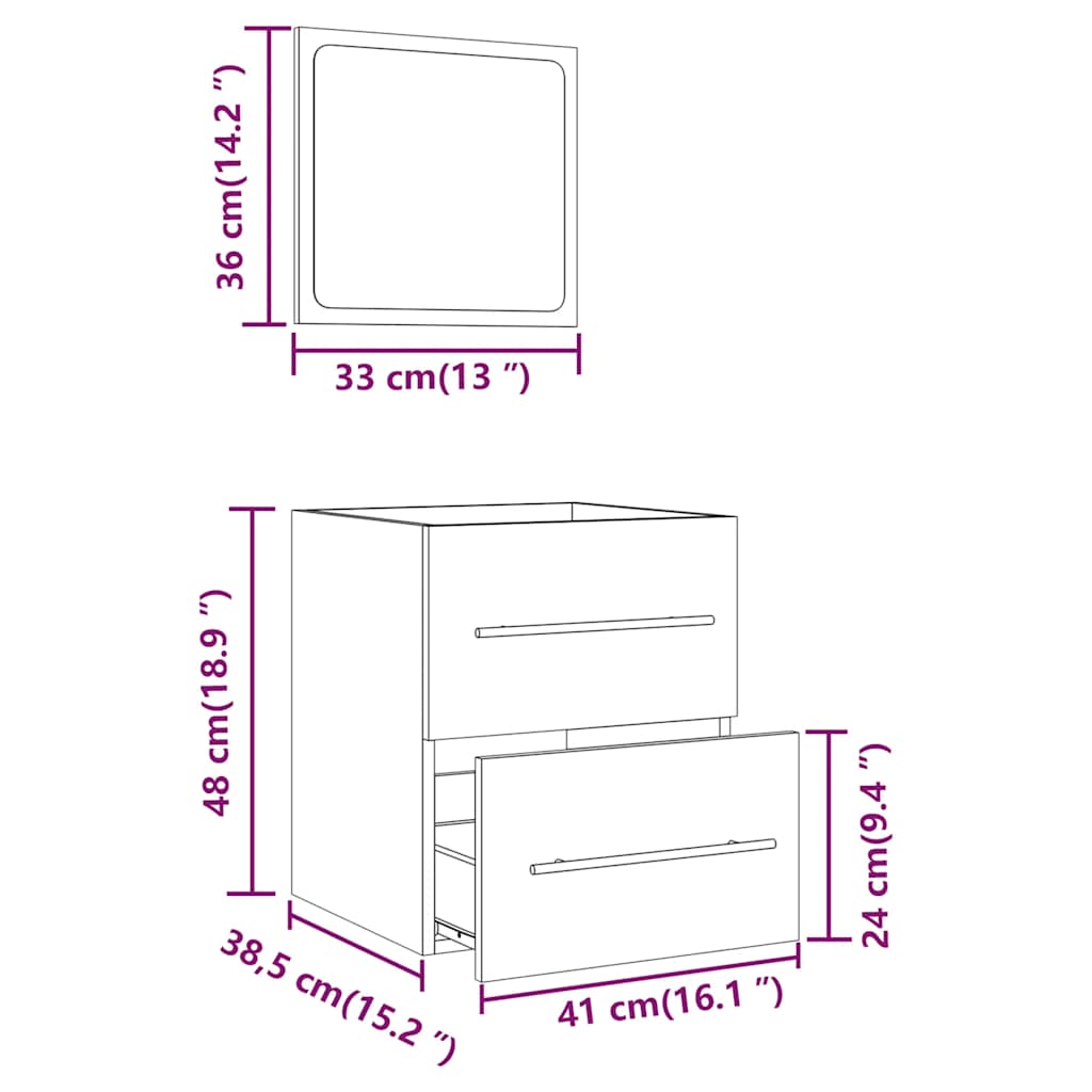 Mobile da Bagno con Specchio Rovere Fumo 41x38,5x48 cm - homemem39