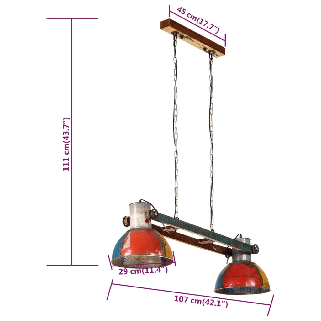 Lampada a Sospensione Industriale 25 W Multicolore 111 cm E27