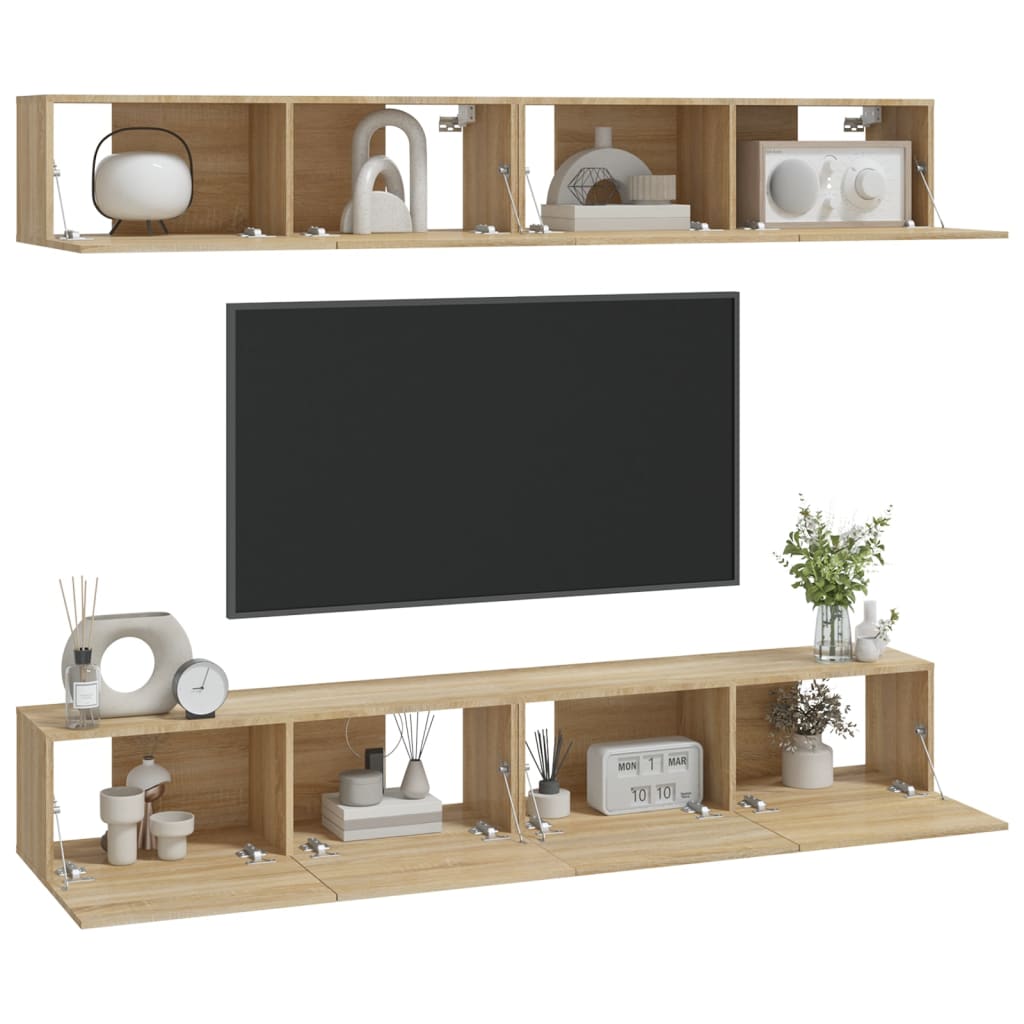 Mobili Porta TV a Parete 4 pz Rovere Sonoma 100x30x30 cm