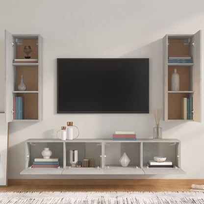 Set di Mobili Porta TV 4 pz Grigio Cemento in Legno Multistrato - homemem39