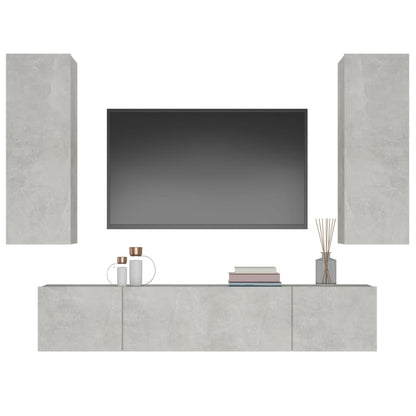 Set di Mobili Porta TV 4 pz Grigio Cemento in Legno Multistrato - homemem39