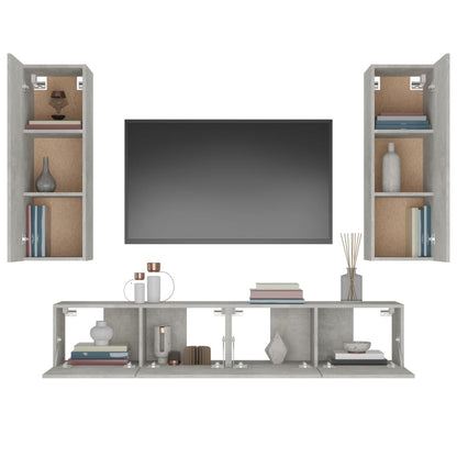 Set di Mobili Porta TV 4 pz Grigio Cemento in Legno Multistrato - homemem39