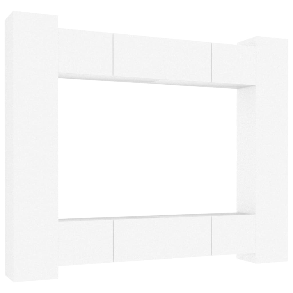 Set Mobili Porta TV 8pz Bianco in Legno Multistrato