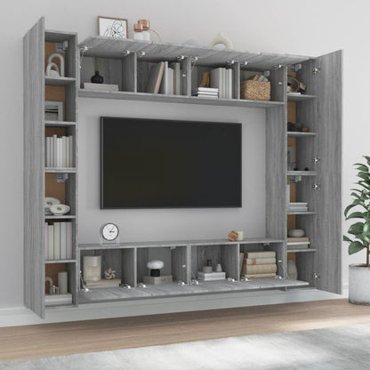 Set Mobili Porta TV 8pz Grigio Sonoma in Legno Multistrato - homemem39