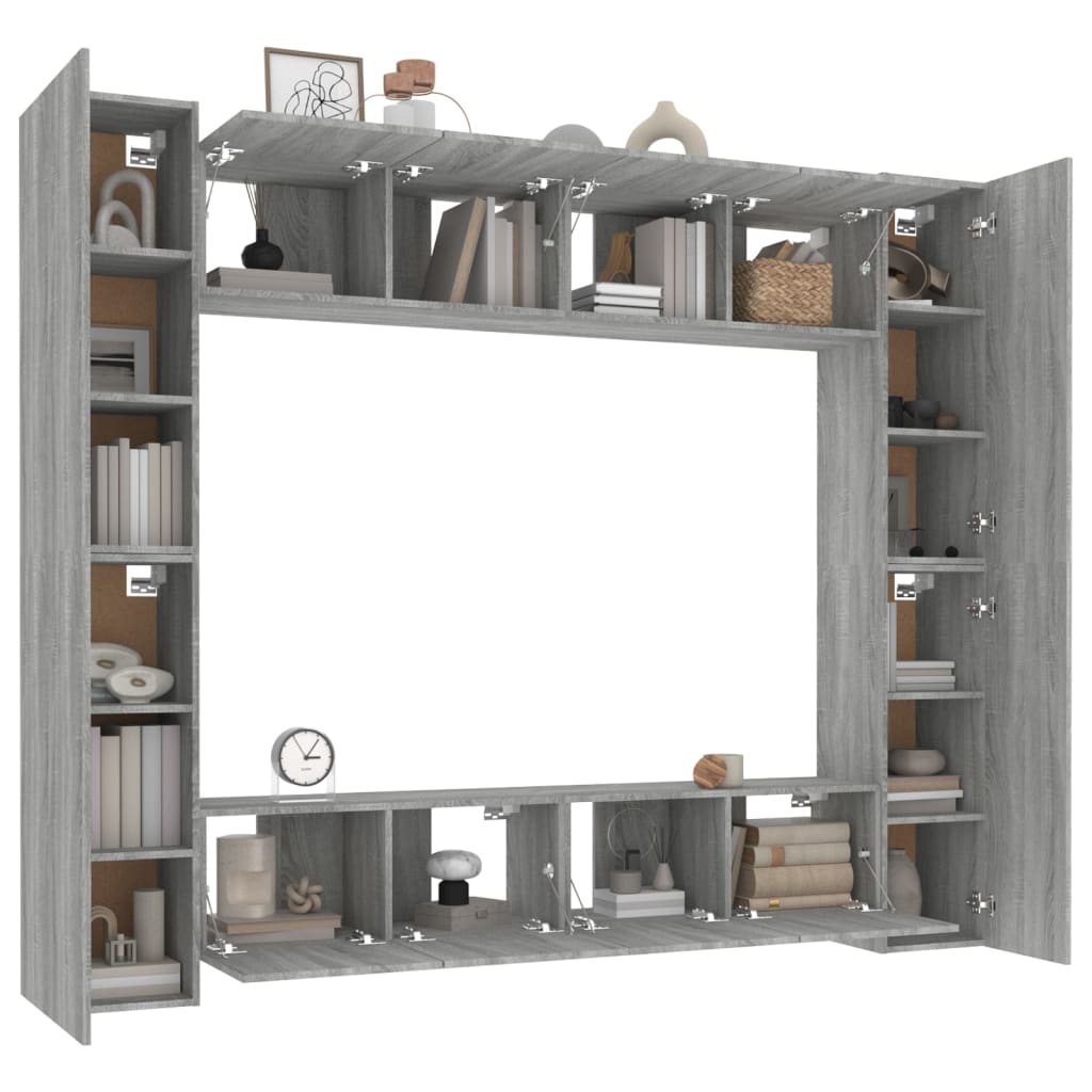 Set Mobili Porta TV 8pz Grigio Sonoma in Legno Multistrato - homemem39