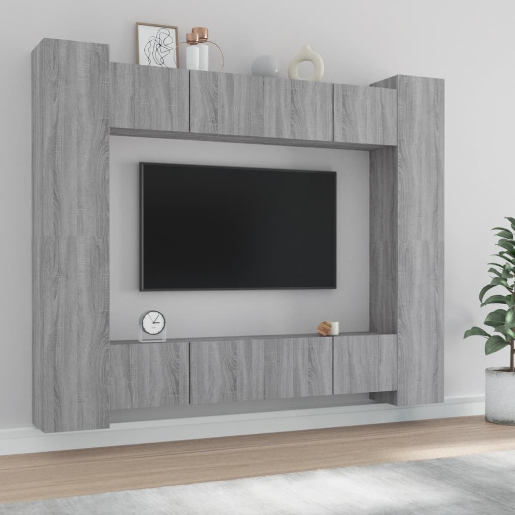 Set Mobili Porta TV 8pz Grigio Sonoma in Legno Multistrato - homemem39