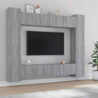 Set Mobili Porta TV 8pz Grigio Sonoma in Legno Multistrato