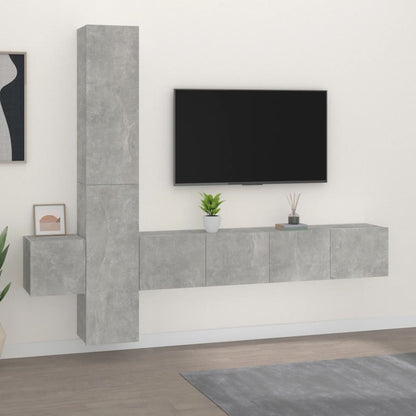 Set di Mobili Porta TV 5 pz Grigio Cemento in Legno Multistrato - homemem39