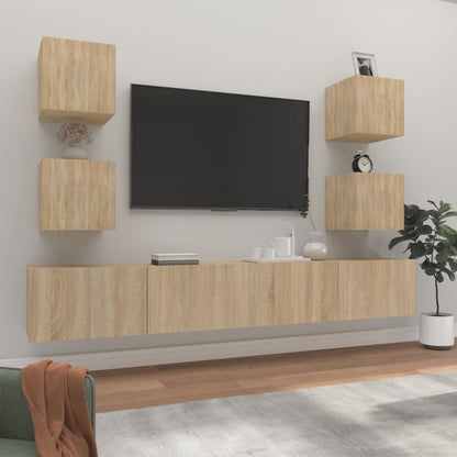 Set di Mobili Porta TV 6 pz Rovere Sonoma in Legno Multistrato - homemem39