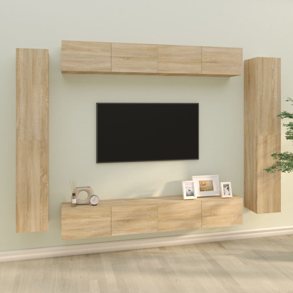 Set Mobili Porta TV 8pz Rovere Sonoma in Legno Multistrato - homemem39