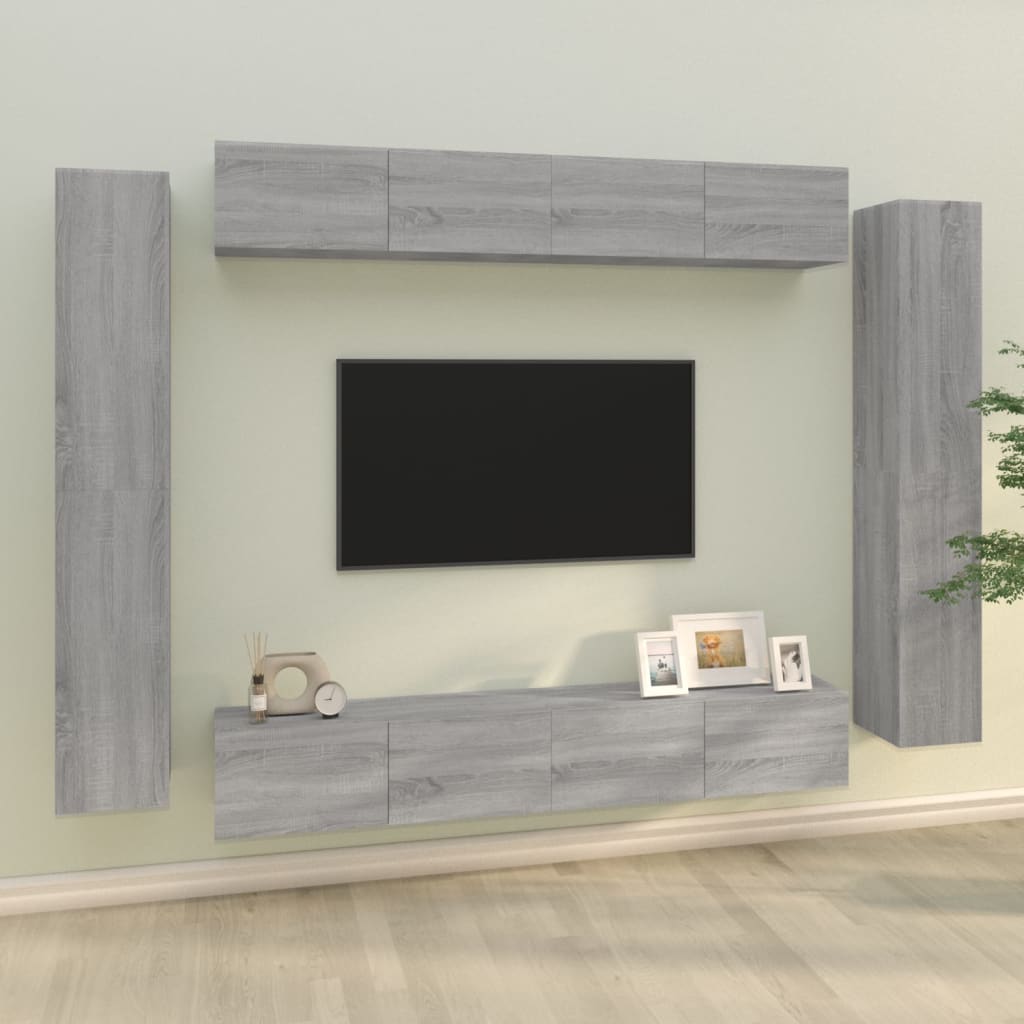 Set Mobili Porta TV 8pz Grigio Sonoma in Legno Multistrato - homemem39