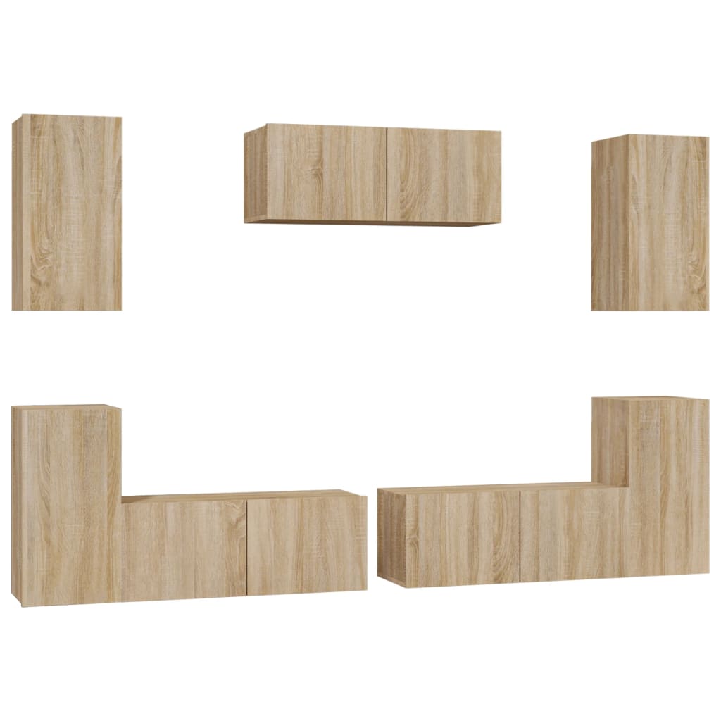 Set di Mobili Porta TV 7 pz Rovere Sonoma in Legno Multistrato - homemem39