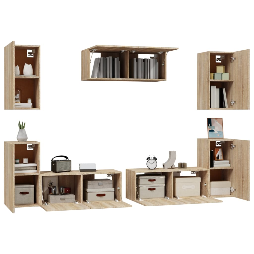 Set di Mobili Porta TV 7 pz Rovere Sonoma in Legno Multistrato - homemem39