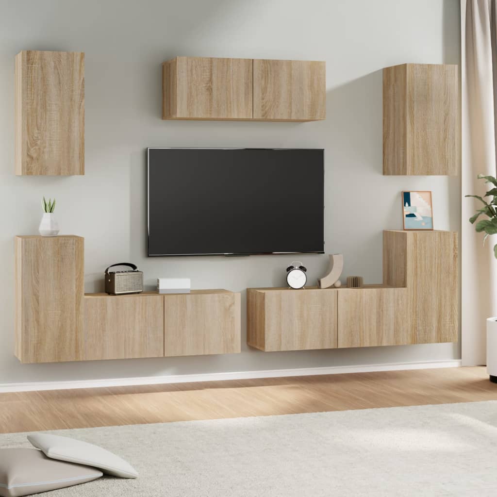 Set di Mobili Porta TV 7 pz Rovere Sonoma in Legno Multistrato - homemem39