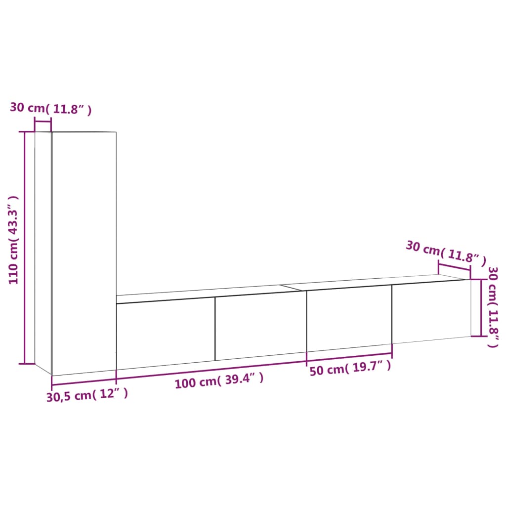 Set di Mobili Porta TV 3 pz Rovere Sonoma in Legno Multistrato