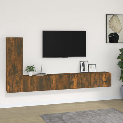 Set Mobili Porta TV 3 pz Rovere Fumo in Legno Multistrato - homemem39