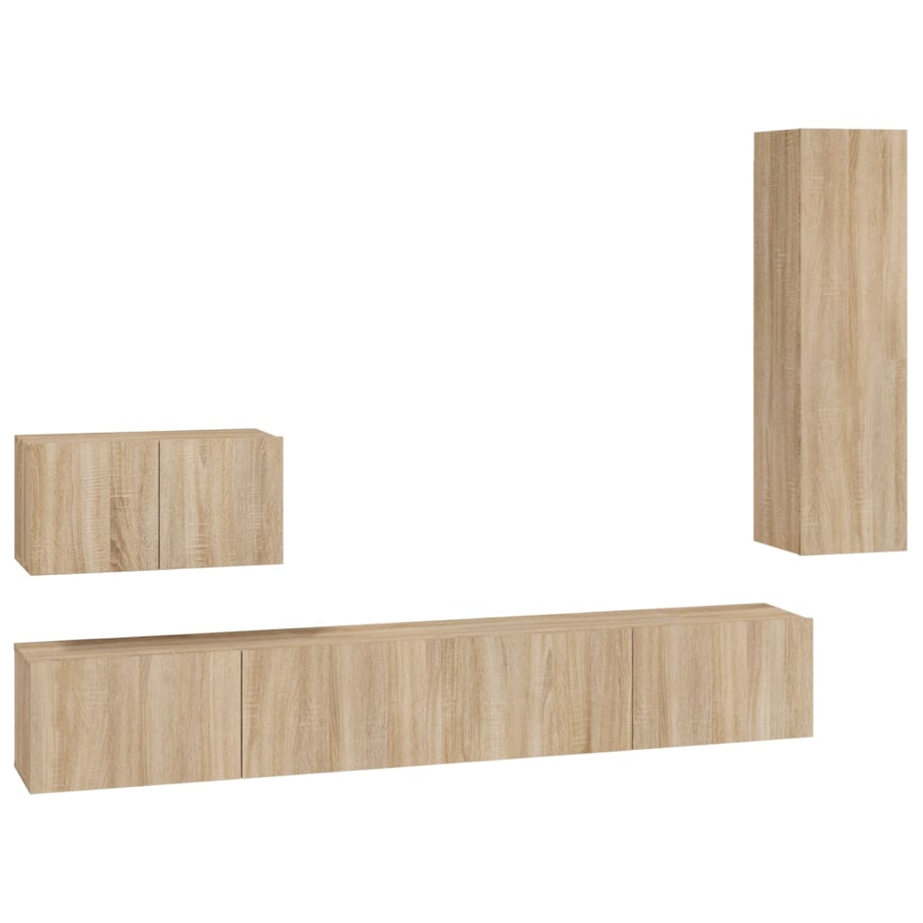 Set di Mobili Porta TV 4 pz Rovere Sonoma in Legno Multistrato - homemem39