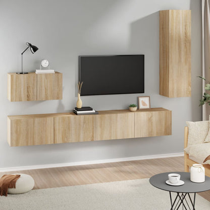 Set di Mobili Porta TV 4 pz Rovere Sonoma in Legno Multistrato - homemem39