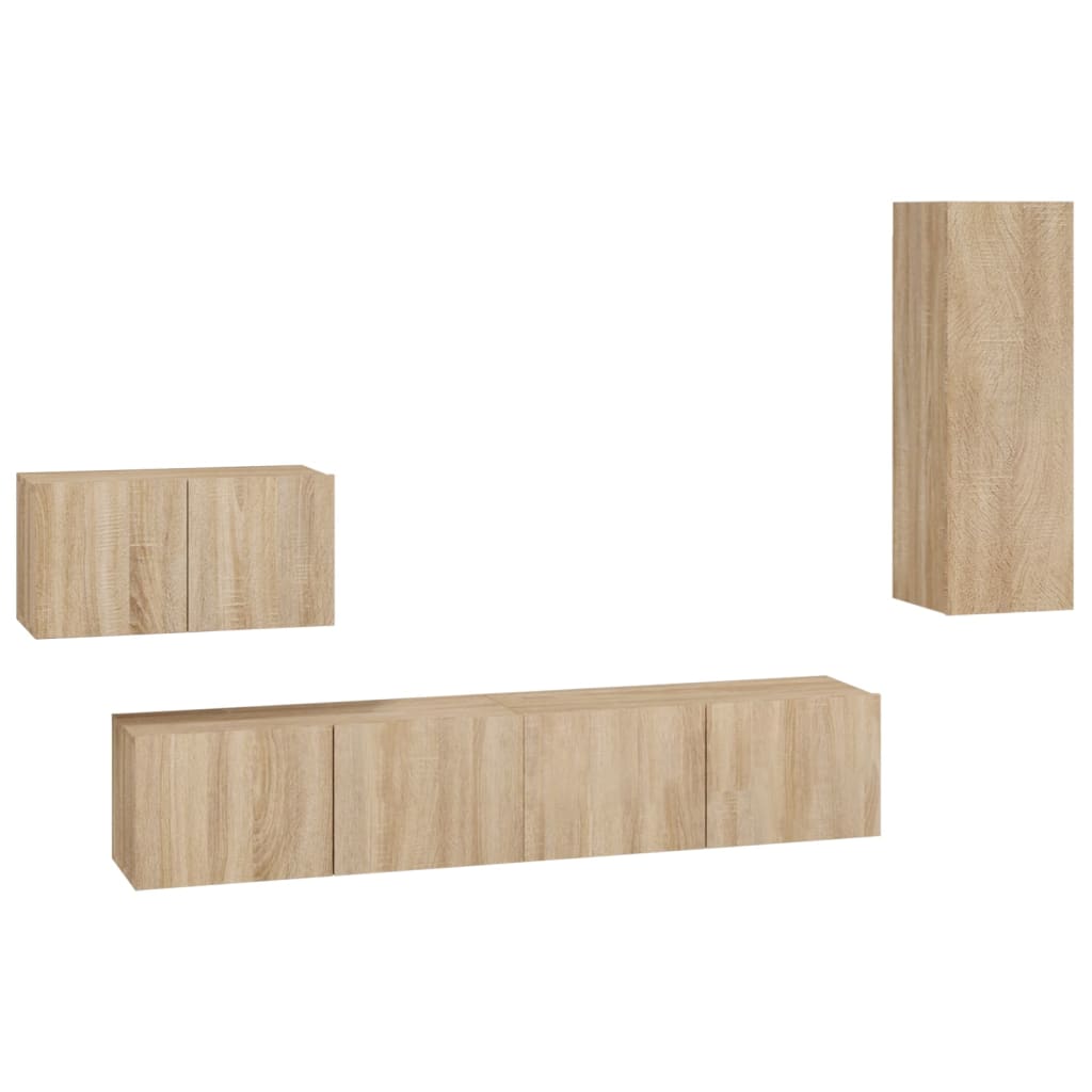 Set di Mobili Porta TV 4 pz Rovere Sonoma in Legno Multistrato - homemem39