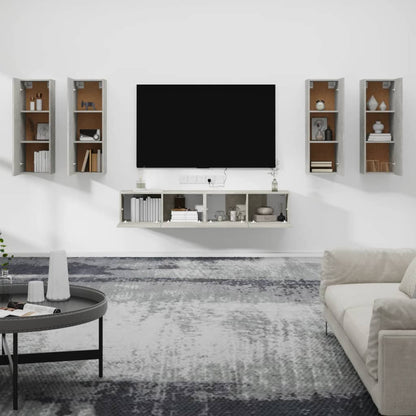 Set di Mobili Porta TV 6 pz Grigio Cemento in Legno Multistrato - homemem39