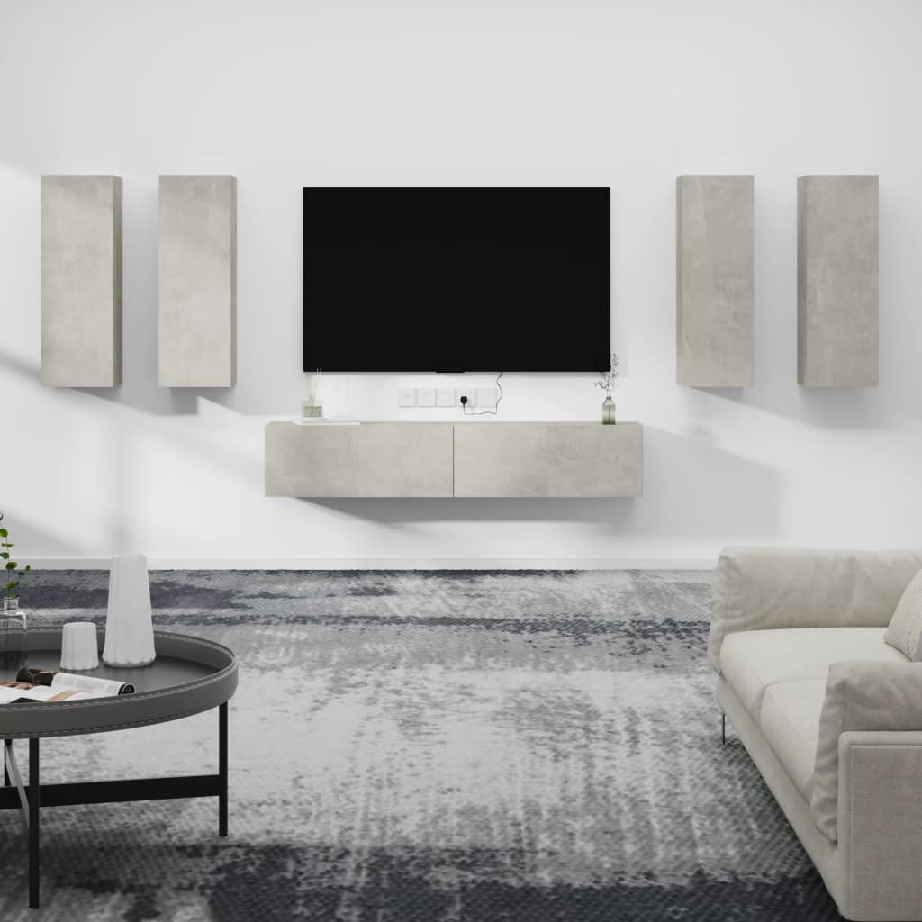 Set di Mobili Porta TV 6 pz Grigio Cemento in Legno Multistrato - homemem39