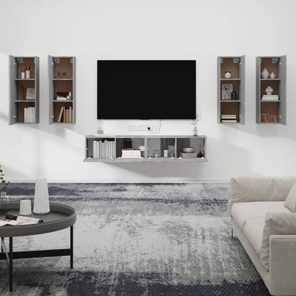 Set di Mobili Porta TV 6 pz Grigio Sonoma in Legno Multistrato - homemem39