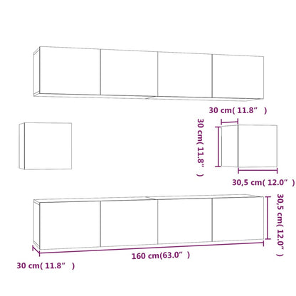 Set di Mobili Porta TV 6 pz Bianco in Legno Multistrato