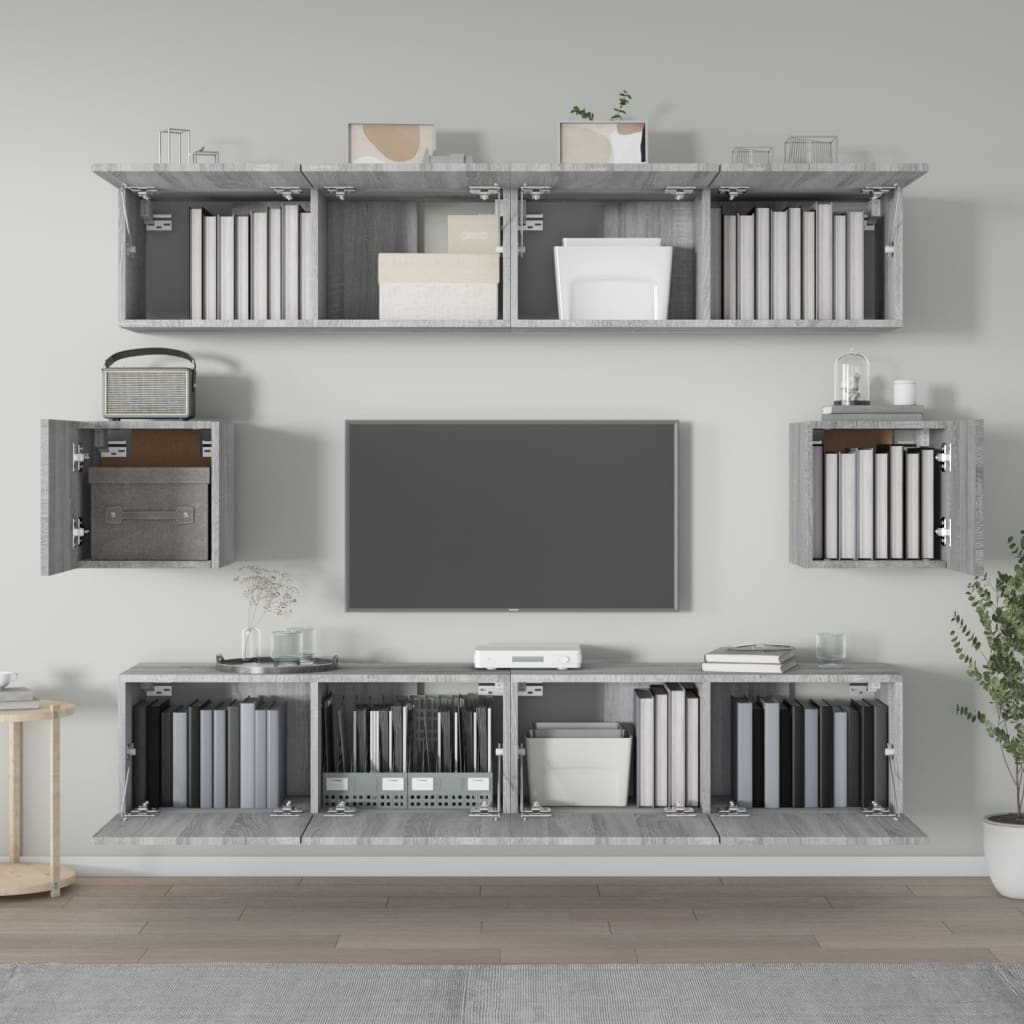 Set di Mobili Porta TV 6 pz Grigio Sonoma in Legno Multistrato - homemem39