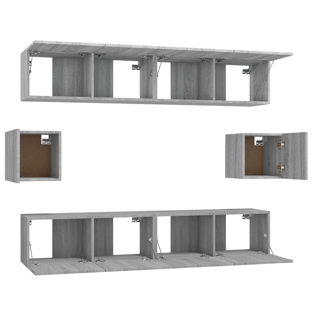 Set di Mobili Porta TV 6 pz Grigio Sonoma in Legno Multistrato - homemem39