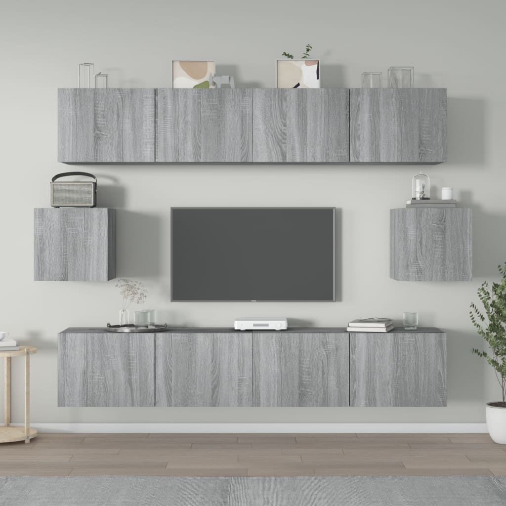 Set di Mobili Porta TV 6 pz Grigio Sonoma in Legno Multistrato - homemem39