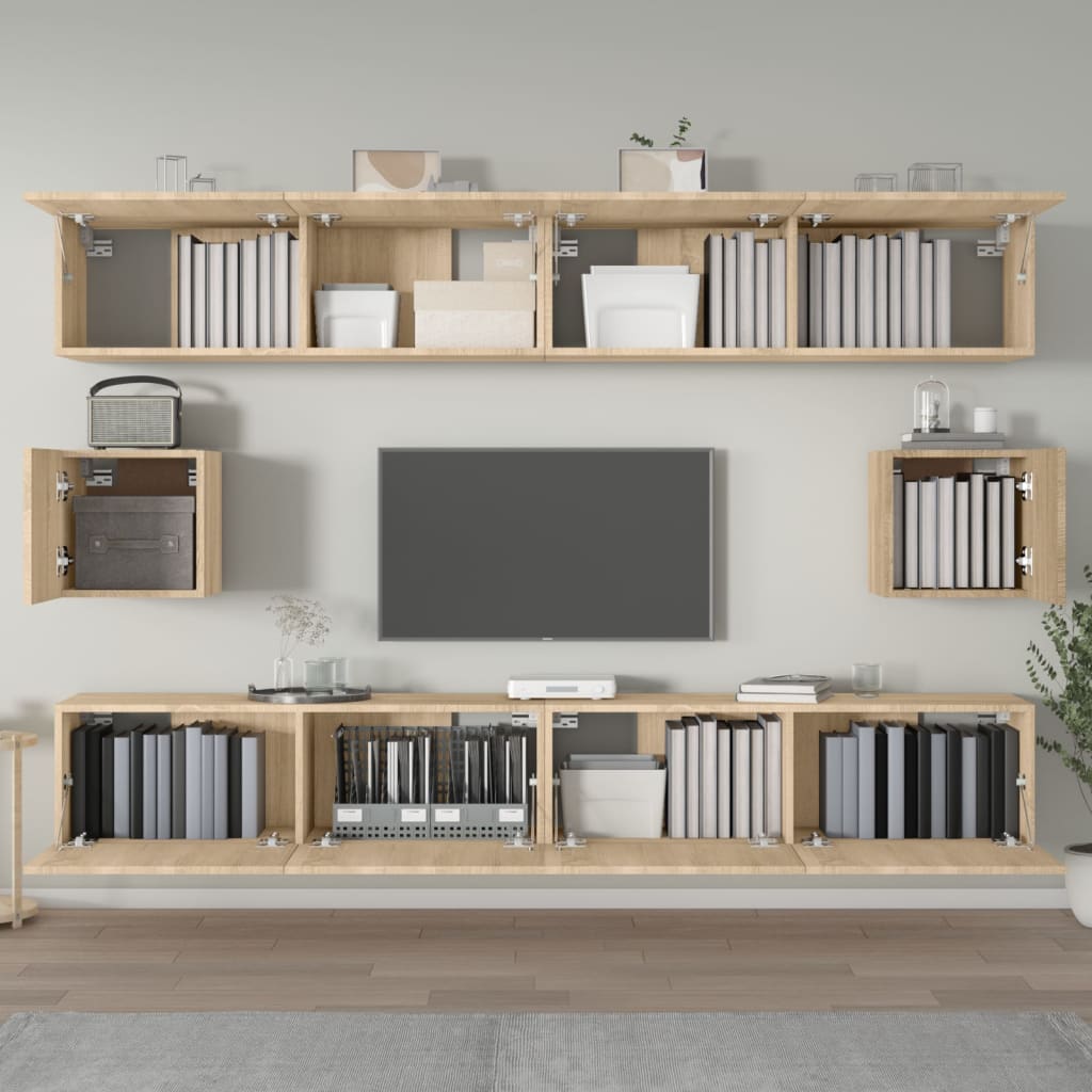 Set di Mobili Porta TV 6 pz Rovere Sonoma in Legno Multistrato - homemem39