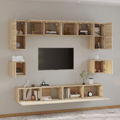 Set Mobili Porta TV 8pz Rovere Sonoma in Legno Multistrato - homemem39