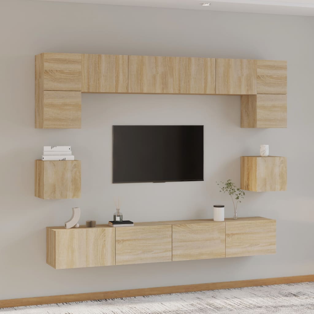 Set Mobili Porta TV 8pz Rovere Sonoma in Legno Multistrato - homemem39