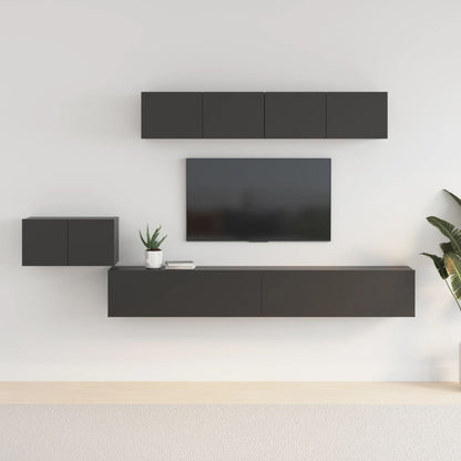 Set di Mobili Porta TV 5 pz Nero in Legno Multistrato