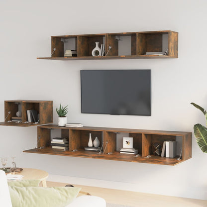 Set di Mobili Porta TV 5 pz Rovere Fumo in Legno Multistrato - homemem39