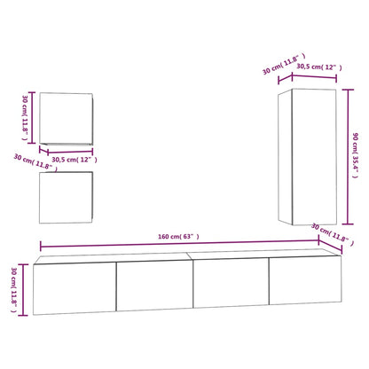 Set di Mobili Porta TV 5 pz Bianco in Legno Multistrato - homemem39