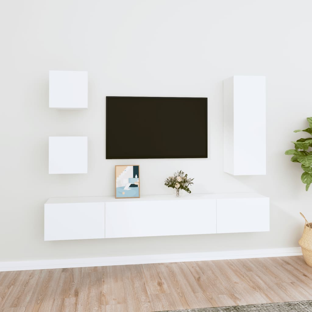 Set di Mobili Porta TV 5 pz Bianco in Legno Multistrato - homemem39