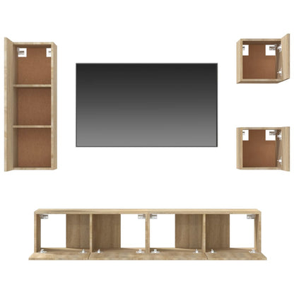 Set di Mobili Porta TV 5 pz Rovere Sonoma in Legno Multistrato - homemem39