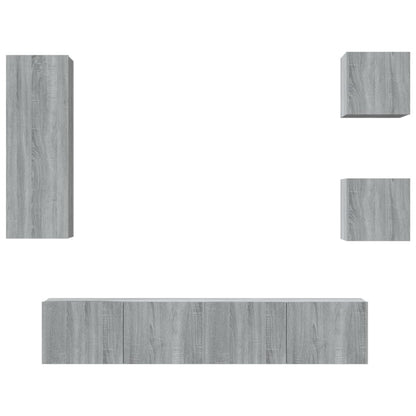 Set di Mobili Porta TV 5 pz Grigio Sonoma in Legno Multistrato - homemem39