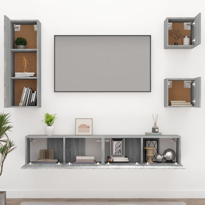 Set di Mobili Porta TV 5 pz Grigio Sonoma in Legno Multistrato