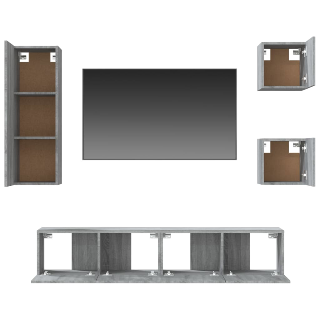 Set di Mobili Porta TV 5 pz Grigio Sonoma in Legno Multistrato - homemem39