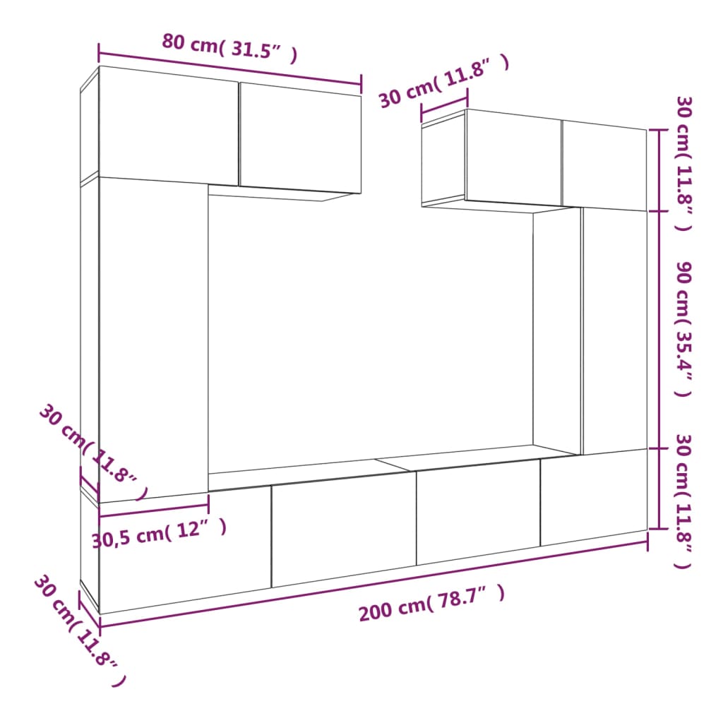 Set di Mobili Porta TV 6 pz Bianco in Legno Multistrato - homemem39