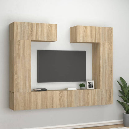 Set di Mobili Porta TV 6 pz Rovere Sonoma in Legno Multistrato - homemem39